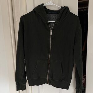 Brandy Melville Dark Green Zip-Up Hoodie